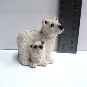 Polar Bear and Cub Stone Critters Littles Animal Collection Figurine 2 1/4" H